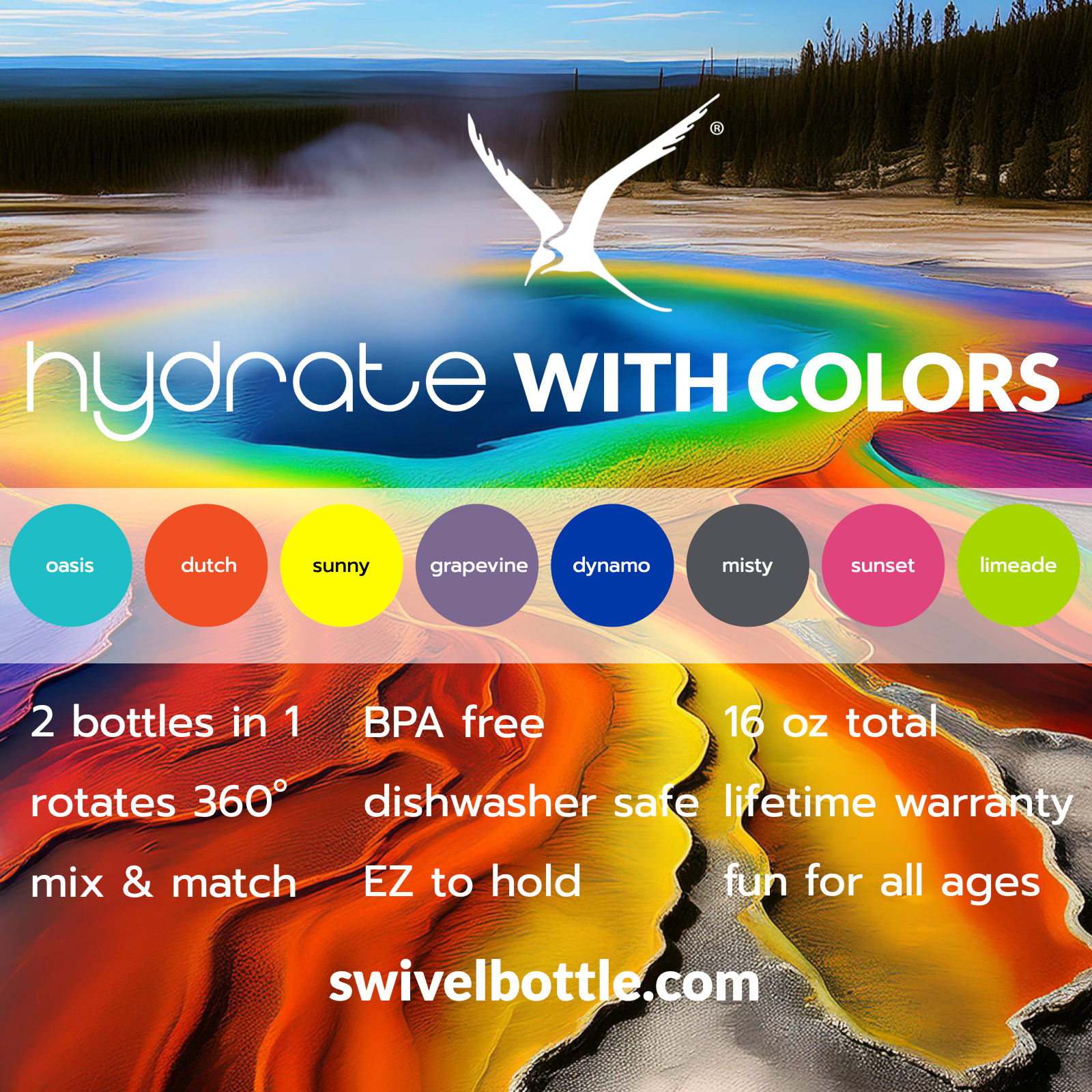 Hydrate with Colors Swivel Bottle 
