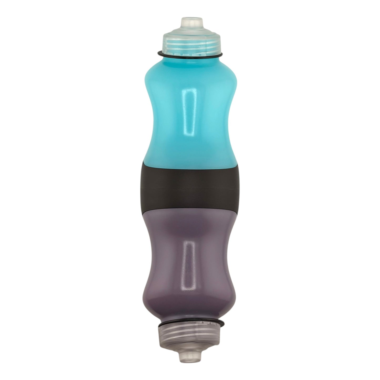 Blue and purple bottle on a white background.